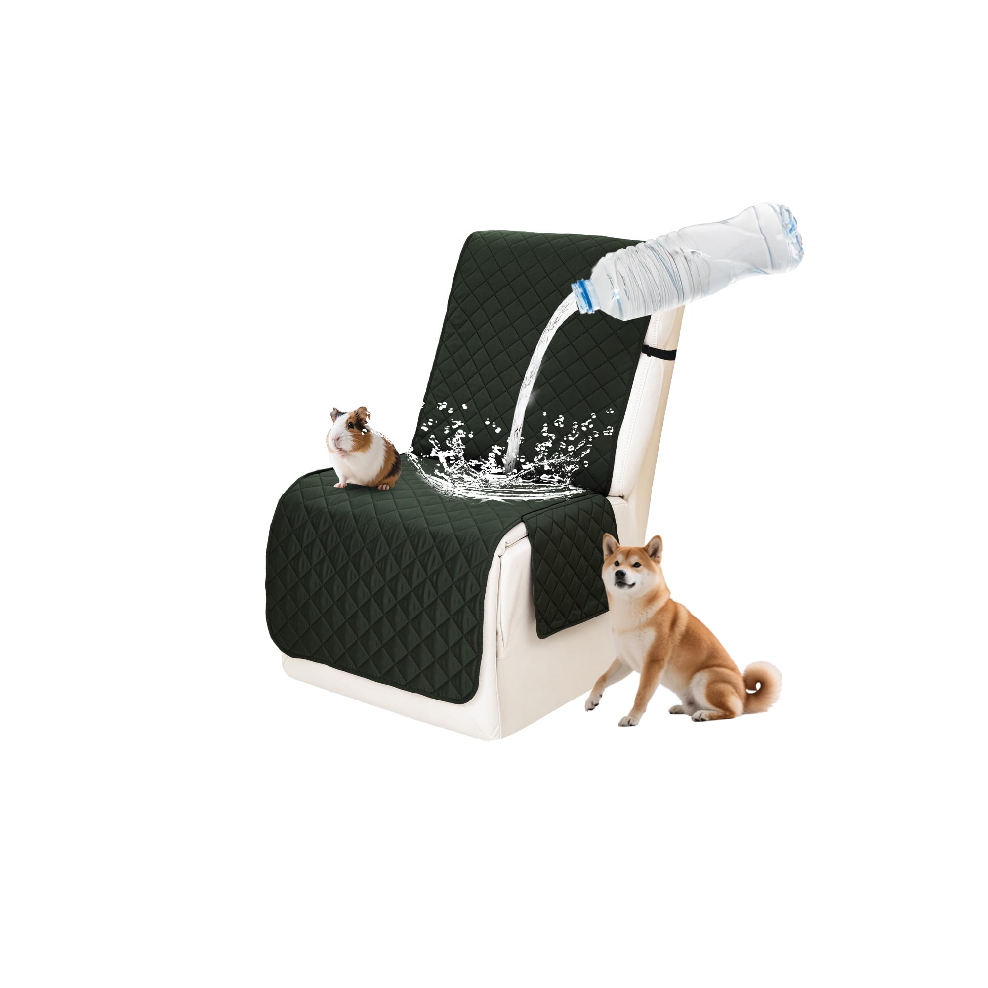 Waterproof Sectional Reclining Couch Covers L Shaped Recliner Sectional Sofa Cover 1 Piece Non Slip Washable Corner Recliner Slipcover Set for Pet Dog (Additional Seat Cover, Olive Green)