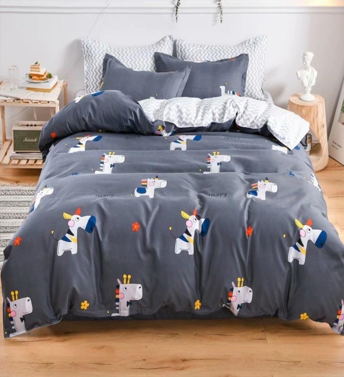 RRC Super Soft Brushed Microfiber Cotton Double Duvet Cover/Quilt Cover/Razai Cover/Comforter Cover 90X100(Inches) with Zipper Closure & Corner Ties
