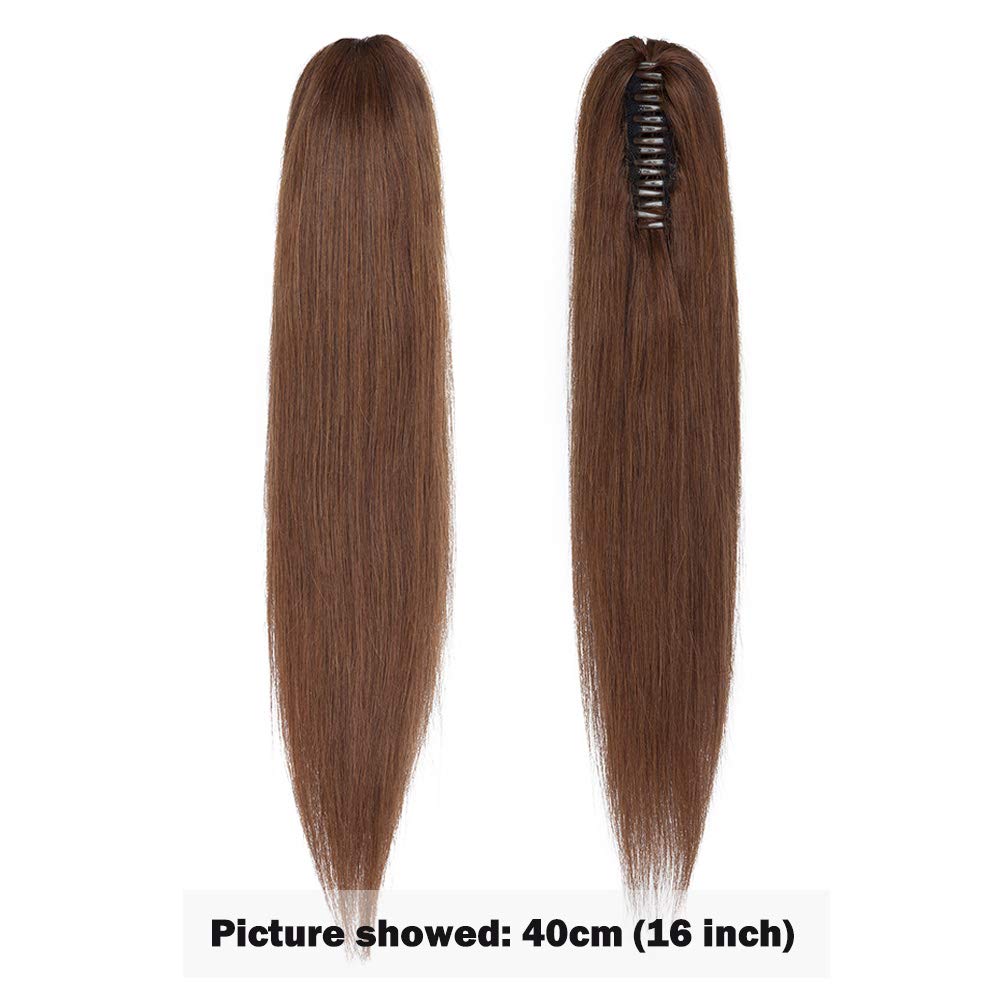 SEGO Coda di Cavallo Capelli Veri Clip Pinza Extension Ponytail Naturale Remy Human Hair Umani Lisci 50cm Fascia Unica 120g - # Castano Cioccolato