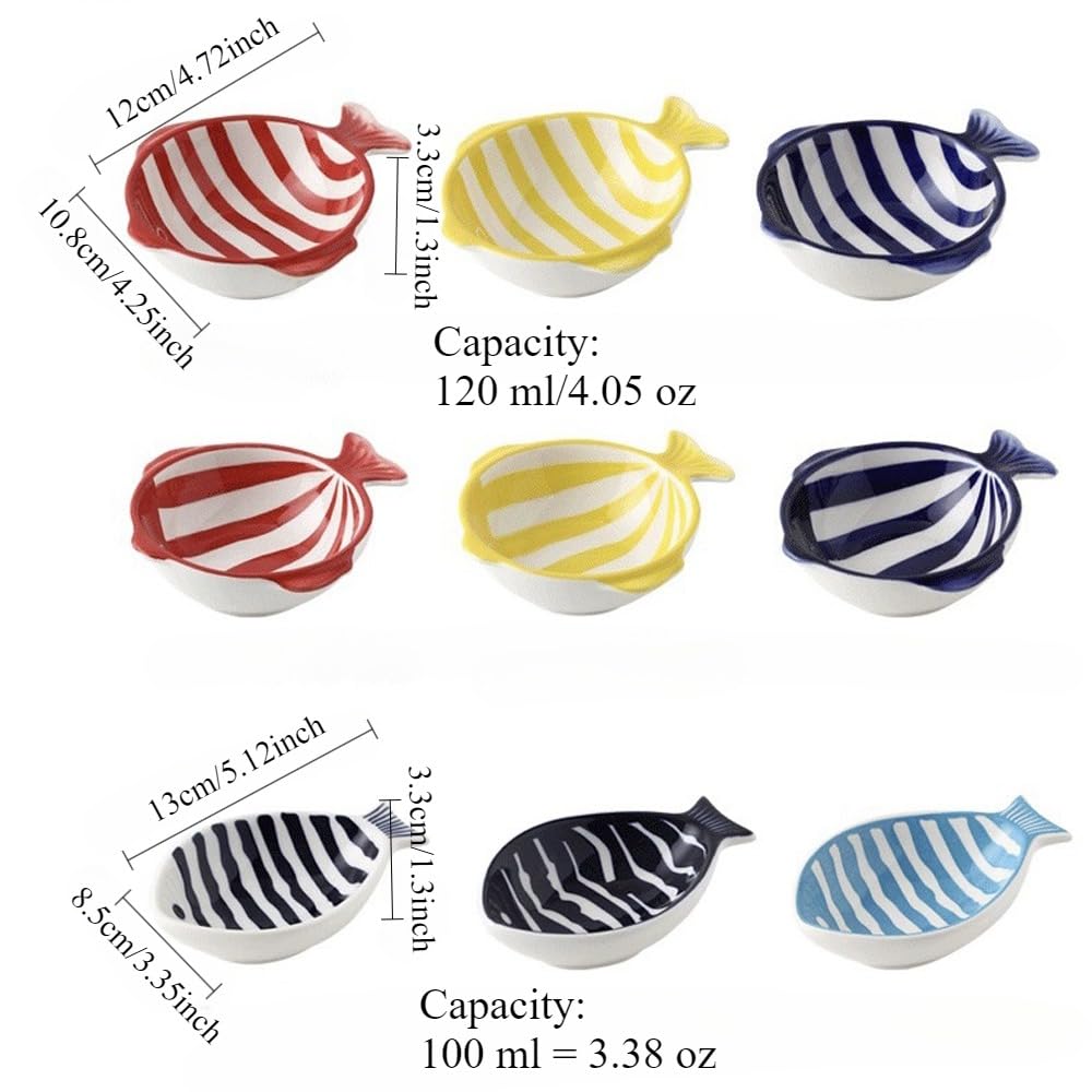 Cute Small Fish Dish Hand-painted Underglaze Colored Fish-shaped Dish Small Dish Dipping Dish Flavor Dish Vinegar Dish Soy Sauce Dish Snack Dish (Style 2,31 cm/12.2 in)