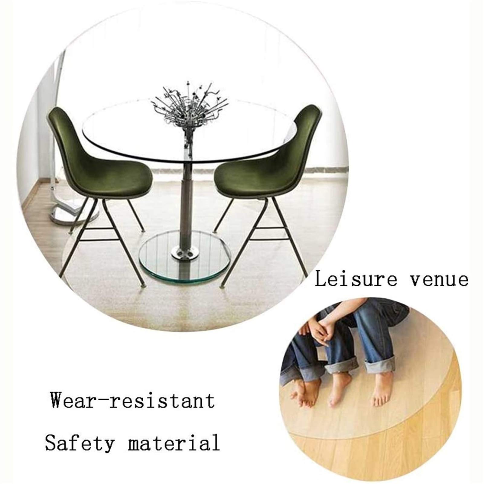 Tapis de Protection de Sol Transparent en PVC pour Table Ronde et Chaise à roulettes. Épaisseur Personnalisable : 1,0/1,5/2,0 mm. Idéal pour Les Bureaux d'ordinateur jusqu'à 120 cm