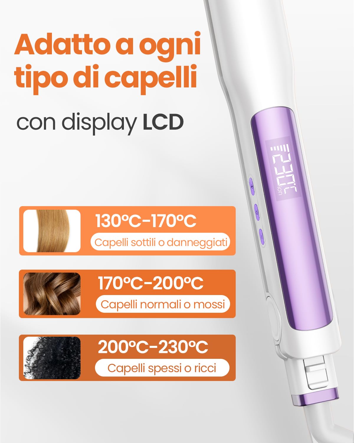 Faszin Piastra per Capelli Professionale in Titanio 30mm, 2 in 1 | Riscaldamento rapido 20s, tecnologia ionica anticrespo, sensore NTC, doppio voltaggio, ideale per capelli spessi o in viaggio