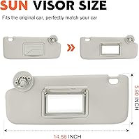 Vista 2 de Reemplazo de visera parasol gris para el lado izquierdo del conductor, compatible con Chevy Sonic 2012, 2013, 2014, 2015, 2016, Chevrolet Spark