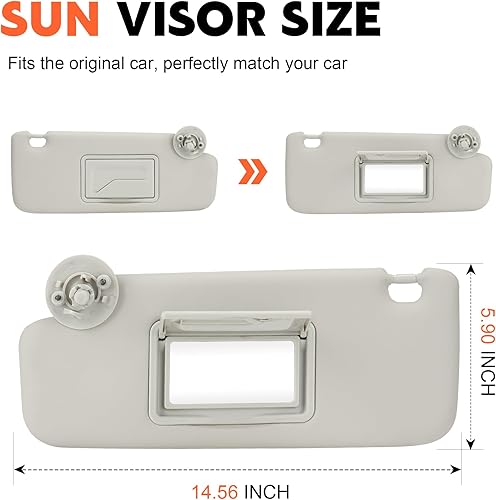 Miniatura 2 de Reemplazo de visera parasol gris para el lado izquierdo del conductor, compatible con Chevy Sonic 2012, 2013, 2014, 2015, 2016, Chevrolet Spark