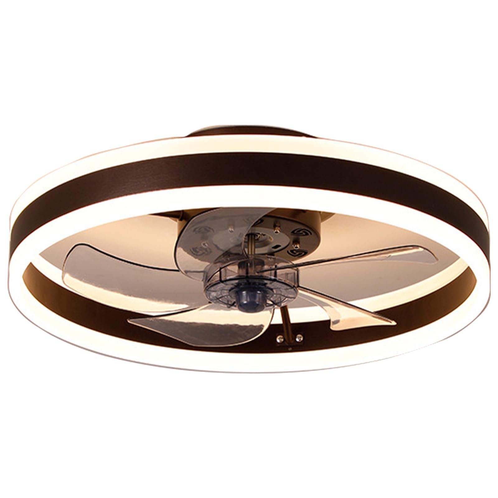 KYYRNY Ceiling Fans with Lights and Remote, 3 Color Dimmable LED, 6-Speed Quiet Reversible DC Motor,Flush Mount Ceiling Fan with Light for Bedroom Kitchen Small Spaces (Black, 50CM)