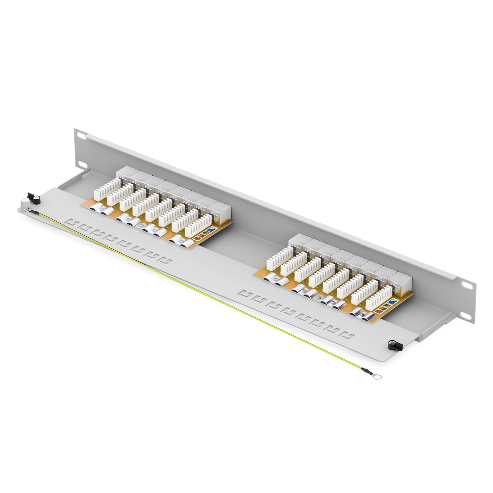 HB-DIGITAL 16 puertos Cat 6a LSA - Panel de conexión apantallado, color blanco Cat.6a (500 MHz) 19 pulgadas, montaje en rack 1HE 16x RJ45 hembra Professional, TIA568A o TIA568B