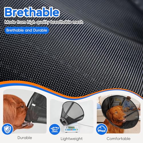 Image of Breathable Mesh Dog Cone Collar for Surgery, Soft Elizabethan Recovery Alternative to Stop Licking,Pet Neck Collar for Large Medium Small Breeds, M