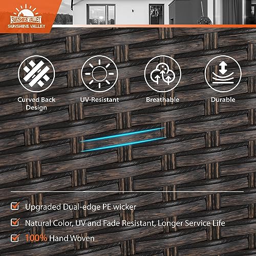 Sunshine Valley 7 Piece Patio Dining Set For 6, Outdoor Table And Chairs Furniture Set With Metal Table(1.57" Umbrella Hole)& 6 Wicker Patio Chair With Cushion For Deck, Lawn, Garden, Backyard #TOP4