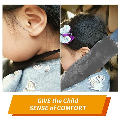 Miniatura 5 de Paquete de 4 fundas de cinturón de seguridad para niños, funda de cojín para cinturón de seguridad, almohadillas para correa de hombro para asiento