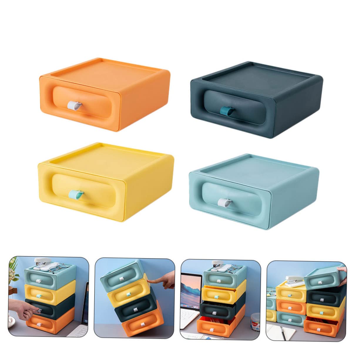 Caja de Cajón de Plástico Diseño Extraíble, 4 Piezas Organizadoras