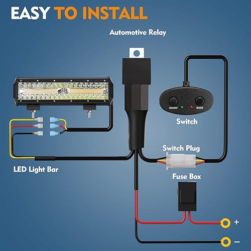 Miniatura 6 de EverBrite Barra de luz LED de 12 pulgadas de 300 W, luz estroboscópica ámbar blanca de inundación puntual, 6 modos con función de memoria, luz de