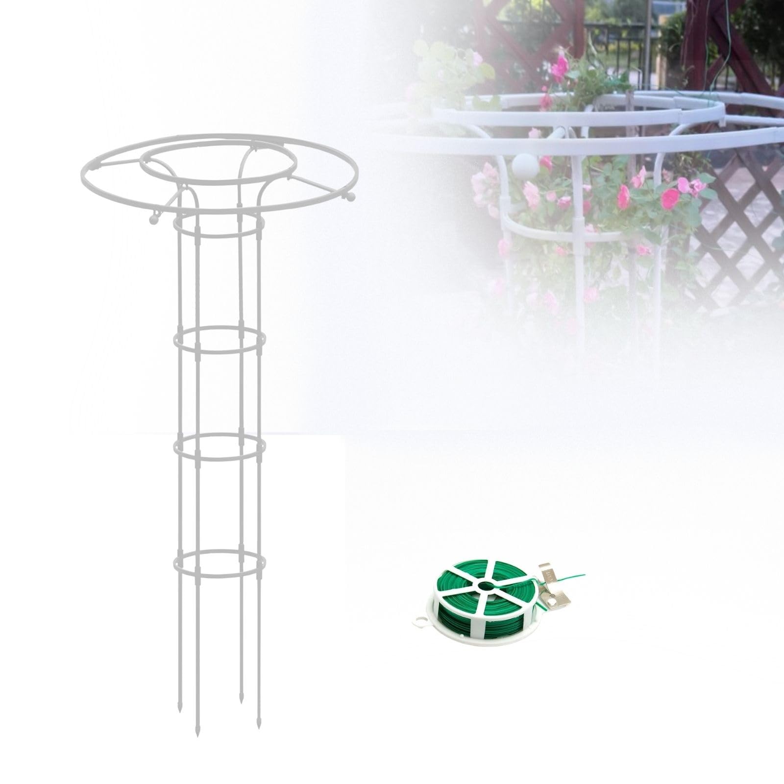 Obélisque de Jardin 90 180 210cm Tuteur Plant Grimpante | Jardin Tuteurs de Plantes | Treillis Fleur Soutien en Forme de Tour Roses, Tomates, Concombres, Fleurs, Raisins et Pois(White,HIGH: 90cm/3ft)