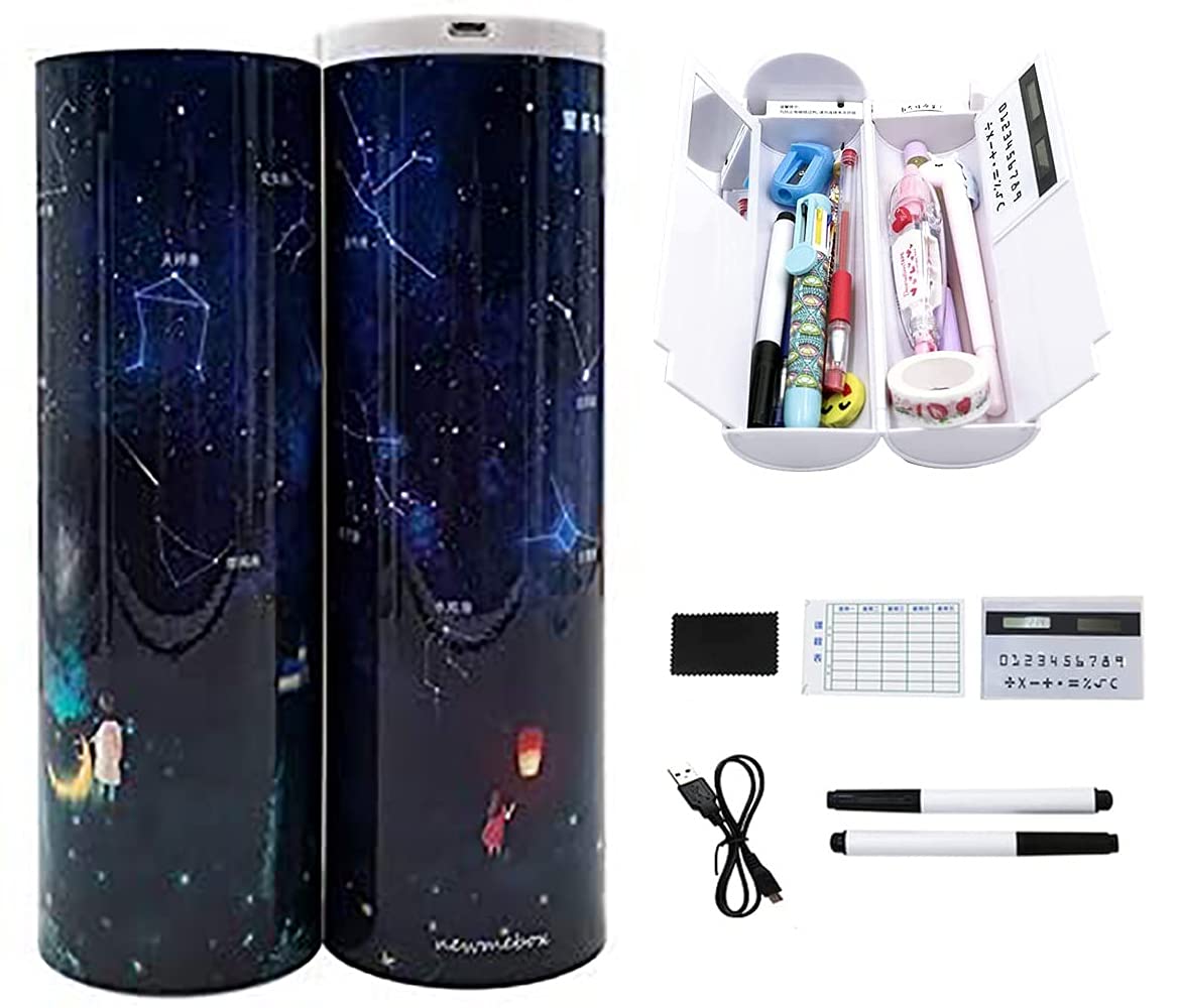 LONG-A Password Pencil Case, Cartoon Pattern Pen Holder Large Capacity Stationery Box Coded Lock Home Office School Storage Bag