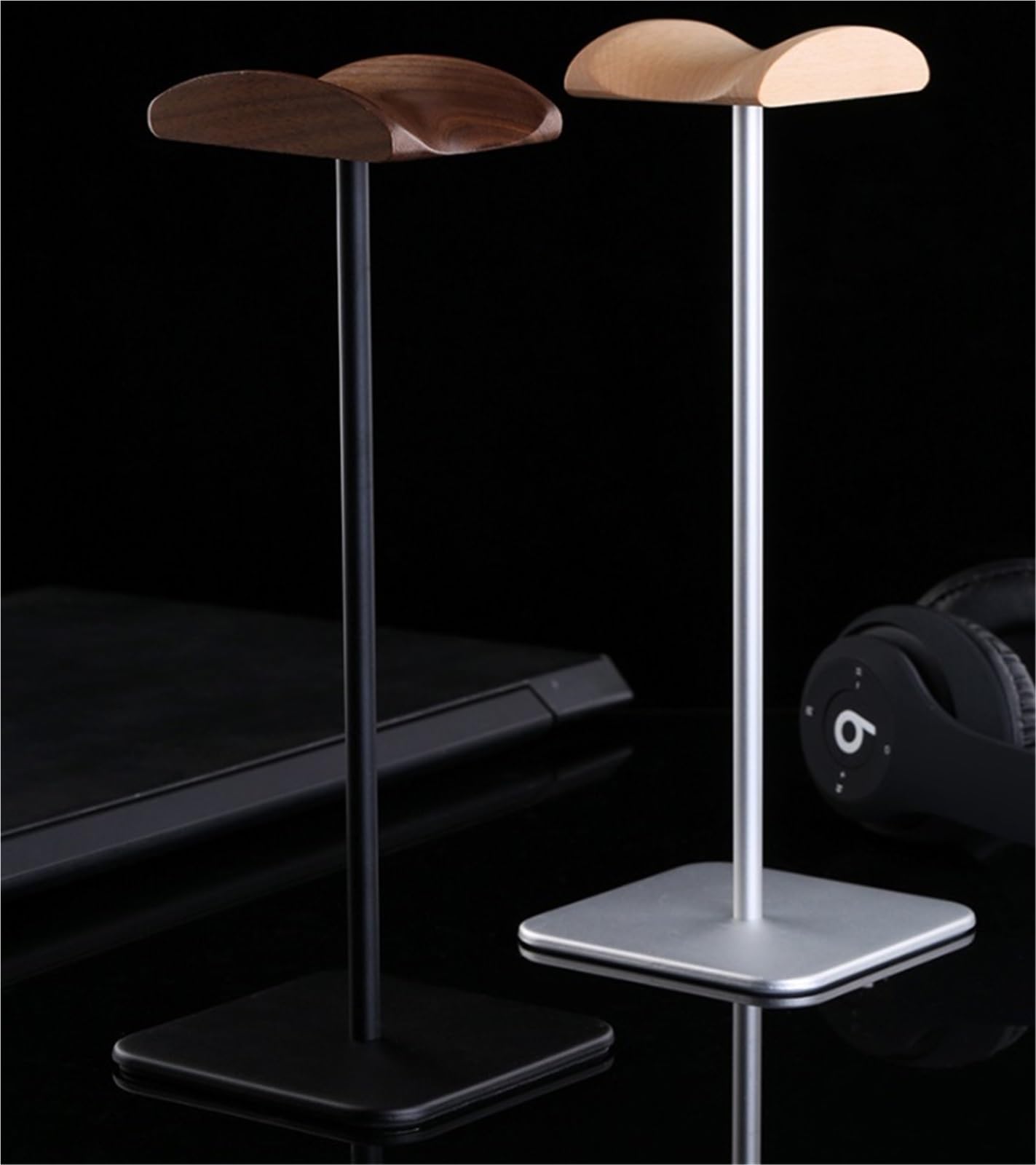Gaming Accessori Supporto for Supporto for Cuffie in Legno Espositore for Cuffie Creativo Compatibile con Cuffie da Gioco Stand Over-Ear da Gioco(Black+Natural)