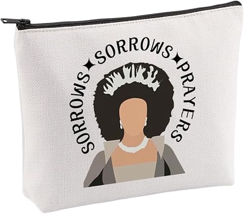 VAMSII Bolsa de maquillaje inspirada en programas de televisión Merch Sorrows Sorrows Prayers, bolsa de cosméticos British Queen Merch para