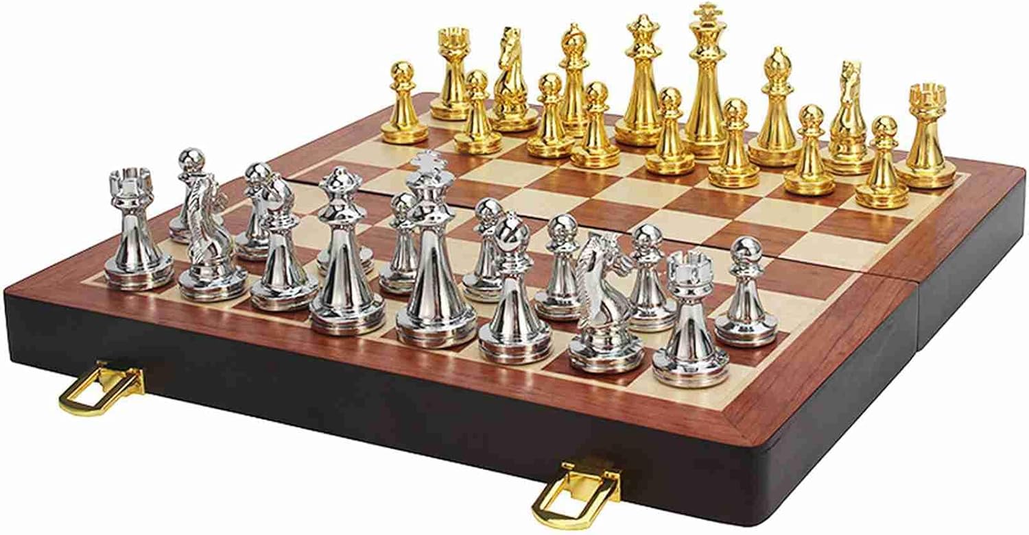 Chess Set, Chess Sets for Adults Travel Chess Set Metal Chess Set for Beginners and Professional Players for Adults and Kids (29x29x2.7cm)