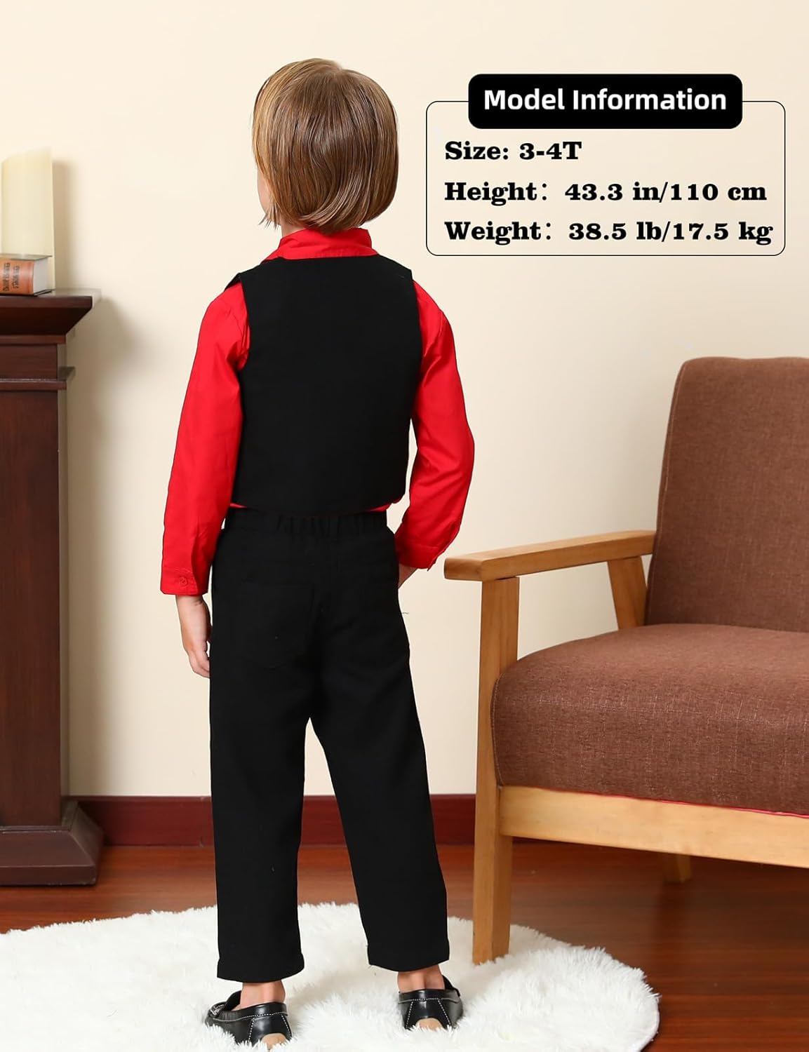 A&J DESIGN 4pcs Baby & Toddler Suit, 12 Months - 5T, Shirt & Pants & Vest & Bow Tie - Image 3
