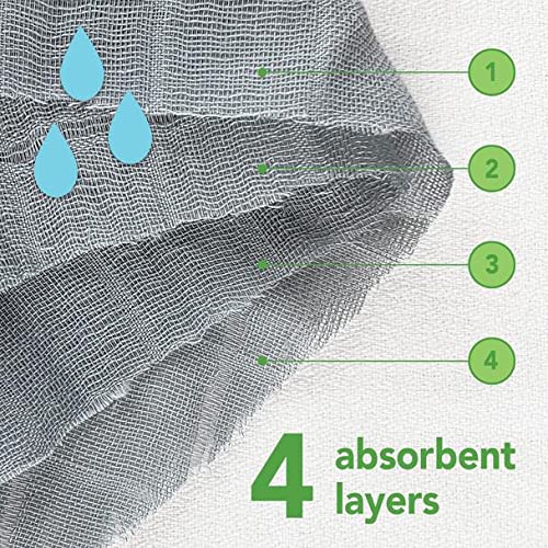 green sprouts Muslin Burp Cloths made from Organic Cotton | 4 absorbent layers protect from sniffles,drips & drools | 100% organic cotton muslin,Super soft & softer with every wash,Machine washable4