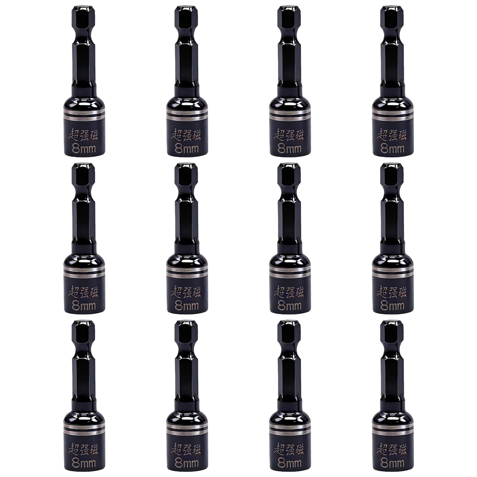 RUIAN 12 Pcs Power Nut Driver Set, 5/16 Inch (8mm) Magnetic Nutsetter, 1/4 Inch Hex Shank Impact Ready Drill Bit Holder for Impact Drill &amp; Electric Drill, Nut Driver Tool Set for Men