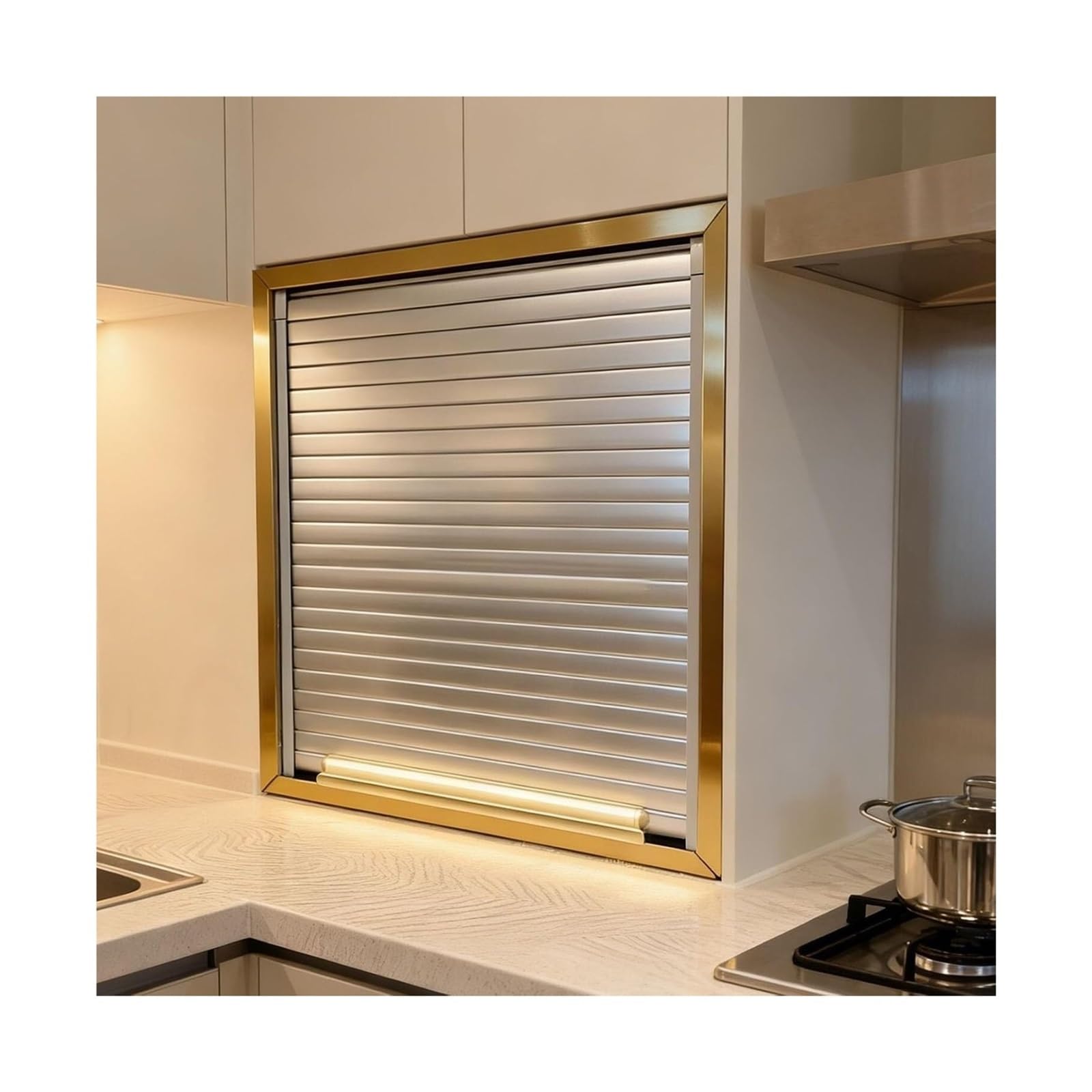 Foelanne Silver Accordion Folding Door Kit, Tambour Cabinet Door Kit With Track Sizes Appliance Garage Campervan(60X110cm)