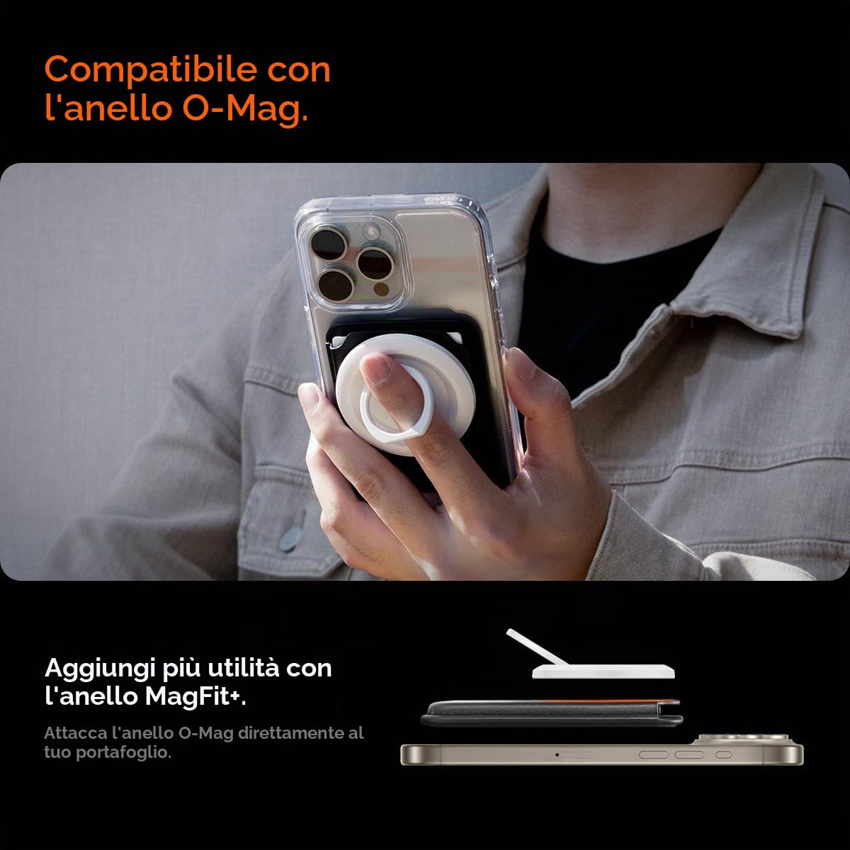 Spigen Valentinus MagFit+ Portafoglio (3 carte) MagSafe Wallet MagSafe Compatibile con iPhone 17/16/15/14/13/12 Modelle, Accessori MagSafe - Nero