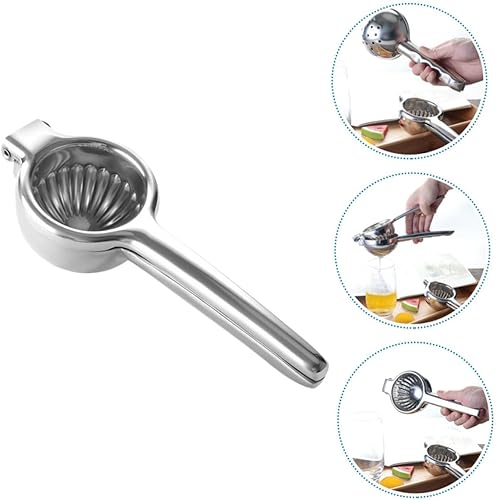 Miniatura 5 de Exprimidor manual de limón de acero inoxidable, exprimidor de frutas de mano para uso en cocina, material grueso resistente, fácil de apretar,