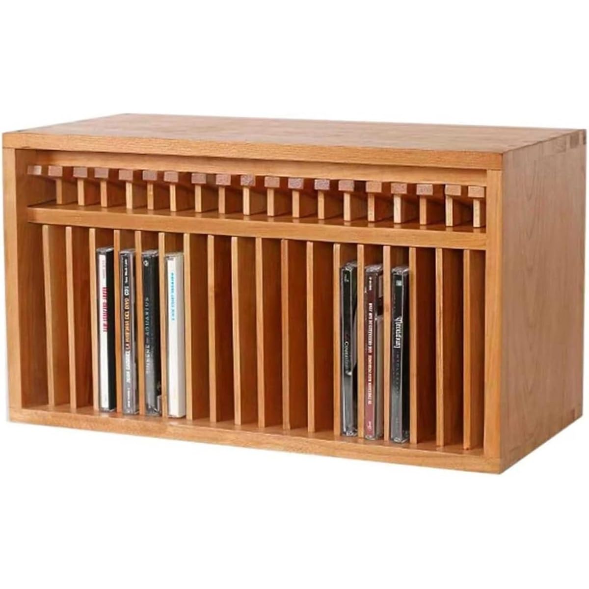 Espositore per 19 CD, in legno, ideale per casa, ufficio, sala musica, sala teatro, resistente struttura in legno di pino