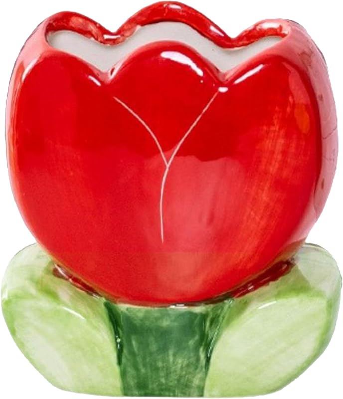 Porta-pincéis de maquiagem de cerâmica Tulipa Vermelha ZHU YU CHUN