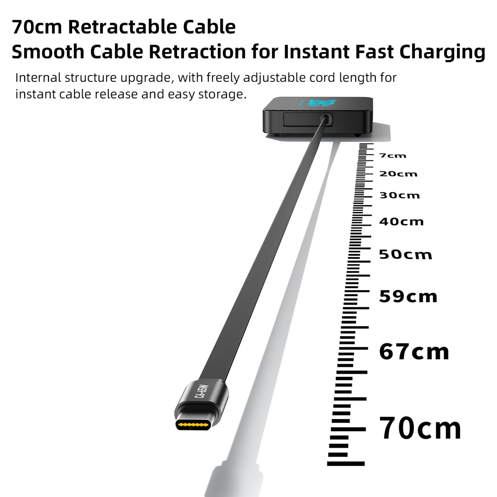 XUMIUZIY Stacja ładująca GaN USB C o Mocy 288 W, 8-portowa ładowarka Biurkowa z 6 Portami USBC i 2 Portami USBA, Adapter Szybkiej ładowarki do Wielu urządzeń, ze Zwijanym Kablem (288W)