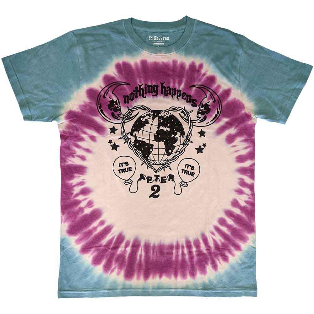 Ed Sheeran T Shirt Nothing Happens Official Unisex Dye Wash Blue XXL
