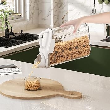 Crobat Cereal Storage Containers 2500ml Small Food Storage Container BPA Free Rice Dispenser with Measuring Cup Airtight Plastic Rice Container for Kitchen Flour Rice Pet Food Dry Food
