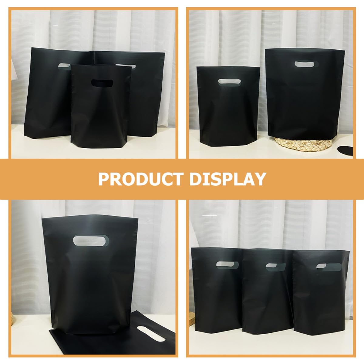 Borsa della Spesa Pieghevole Nera Grande, Set da 50 Pezzi Cinturini Resistenti, Riutilizzabile e Leggera per Shopping, Viaggi e Uso Quotidiano