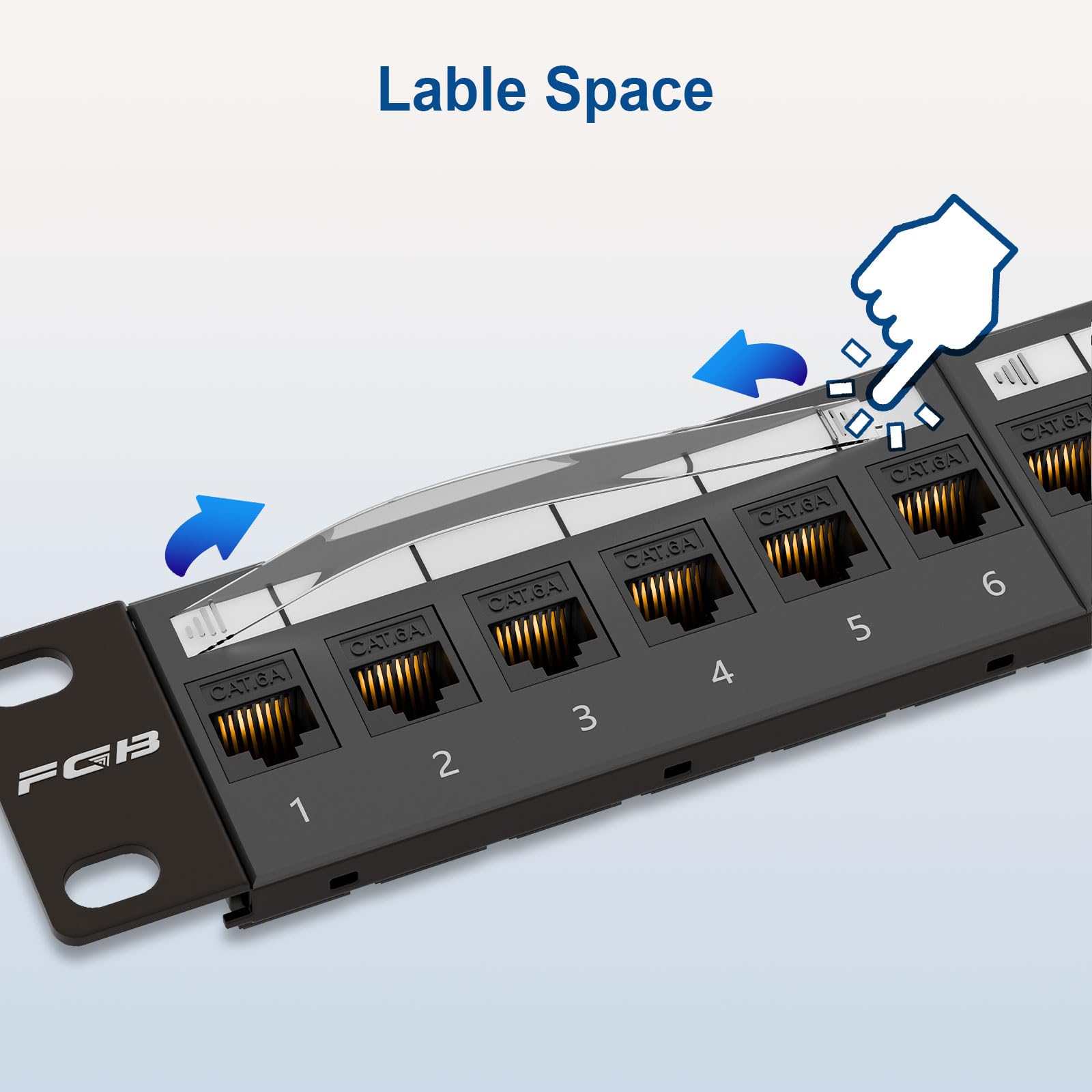 FGB Patch Panel da 10 Gbps a 24 porte, Patch Panel Cat6A 1U, montaggio a rack da 19 pollici o pannello patch Keystone per montaggio a parete con barra posteriore, pannello patch di rete per cablaggio