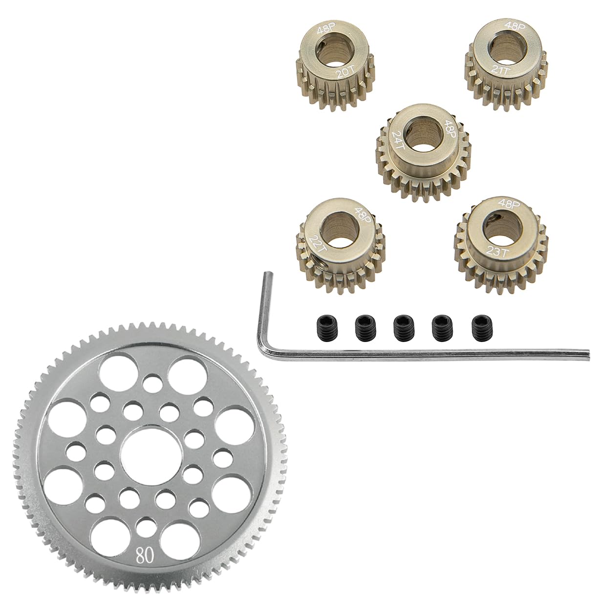 Amazon.com: Metal 48P Spur Gear 80T & 7075 Aluminum Alloy 48DP 5mm