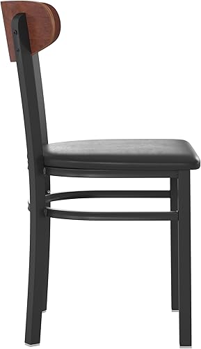 Miniatura 136 de Flash Furniture Wright - Silla de comedor de grado comercial, asiento de madera maciza con acabado de nogal y respaldo de boomerang, 500 libras de