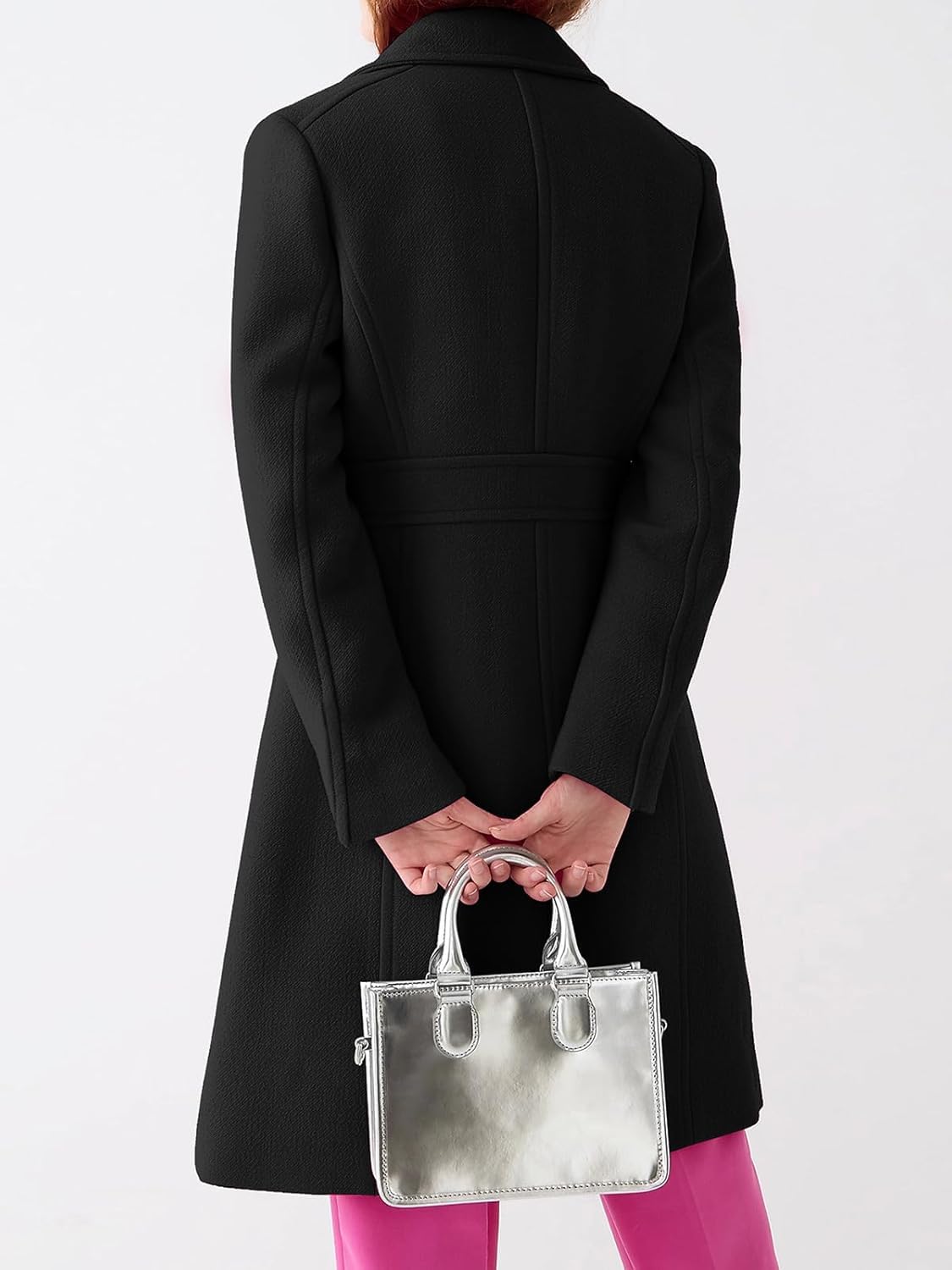 Elegante Cappotto Monopetto da Donna Manica Lunga metà Inverno Soprabito da Lavoro Cappotti da pisello da Ufficio