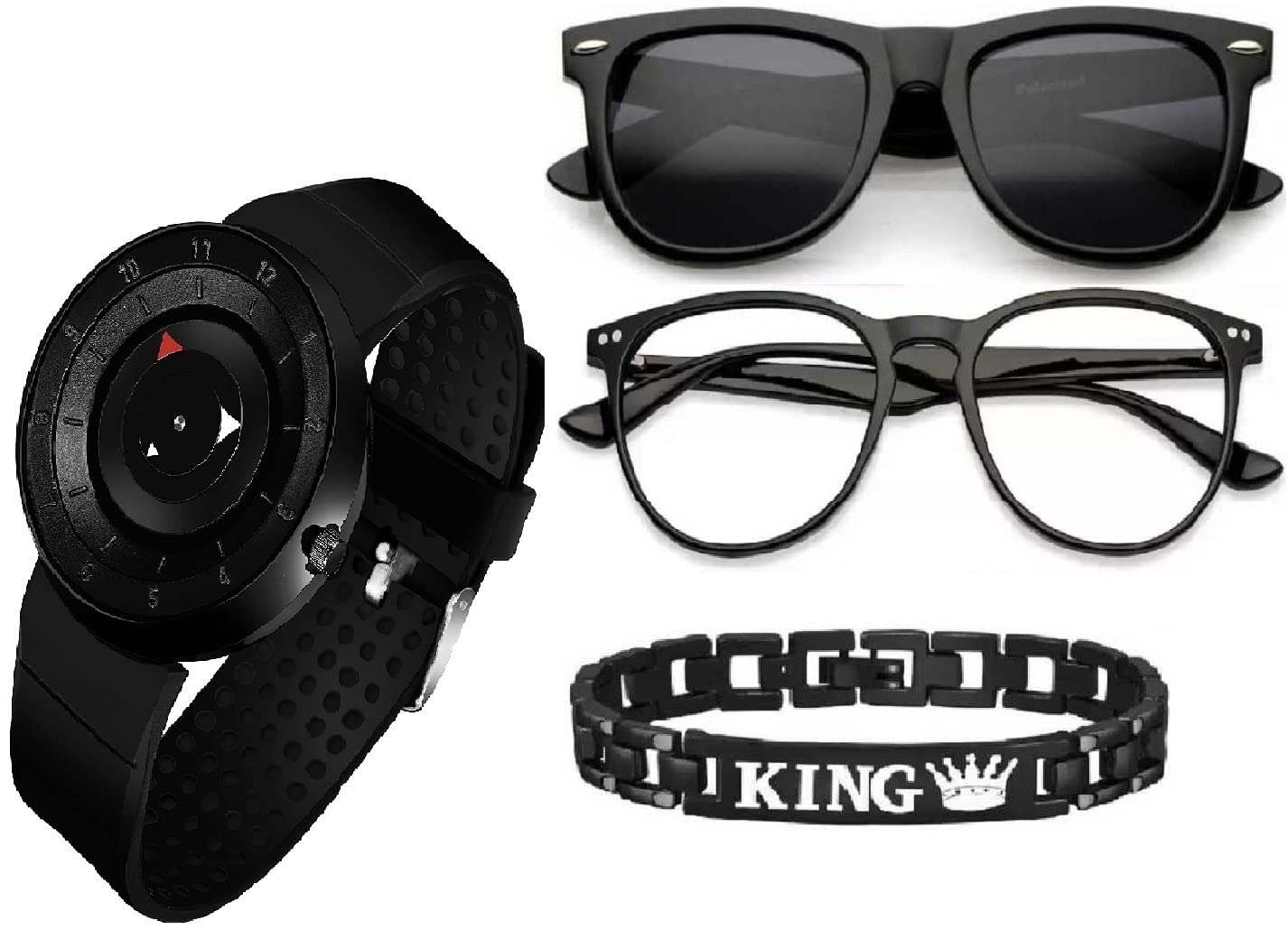 SELLORIA Brand Digital Sports Black King Bracelet Multi Functional Black Dial Watch for Mens Boys with Black and White Sunglasses 2 (B09JZR3MMK) Amazon Price History, Amazon Price Tracker