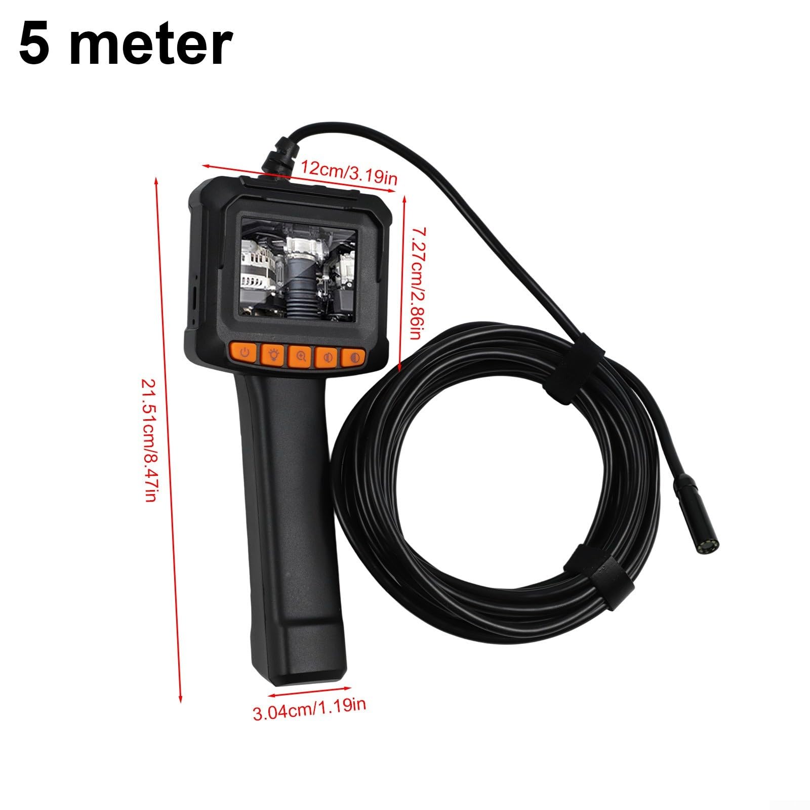 Industrielles Endoskop 1920P HD mit Licht – für Halb-Ablauf-Kamera für Sanitärarbeiten und Auto – 6,1 cm Display, 5 m Draht (5 m)