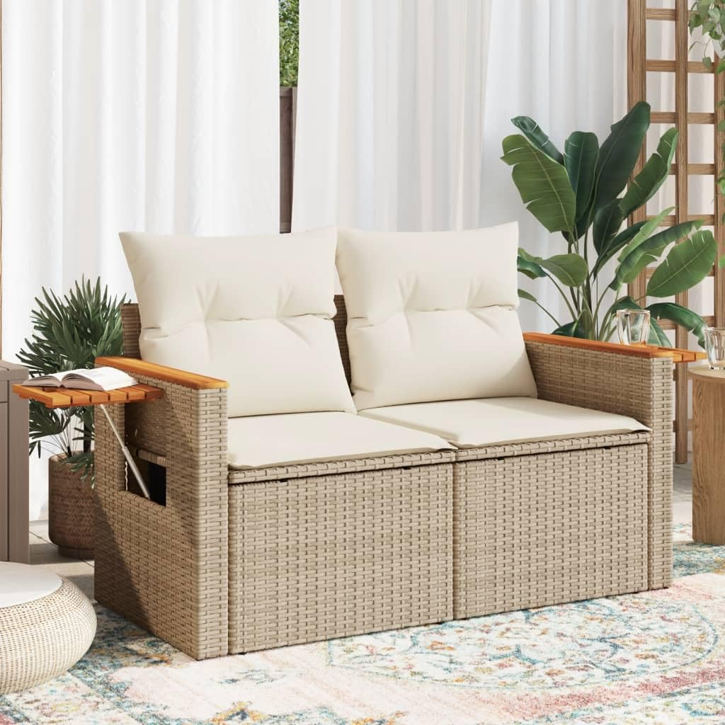 Divano da Esterno 2 posti Divanetti Esterni da Giardino Salotto da Giardino Esterno Divanetti Esterno in Polyrattan-Beige-2 Posti-8