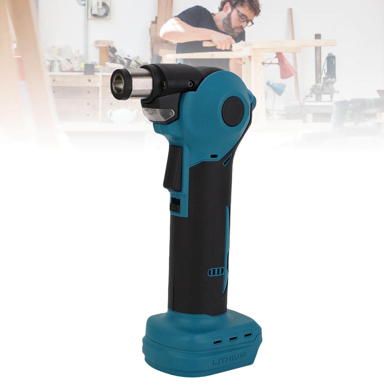Diyeeni Kit de Martillo sin Escobillas, Luz LED Incorporada 0 ° 45 ° 90 ° Madrillo Magnético Ajustable Martillo de Uñas Inalámbrico para Proyectos de Carpintería (EU enchufe 190W)