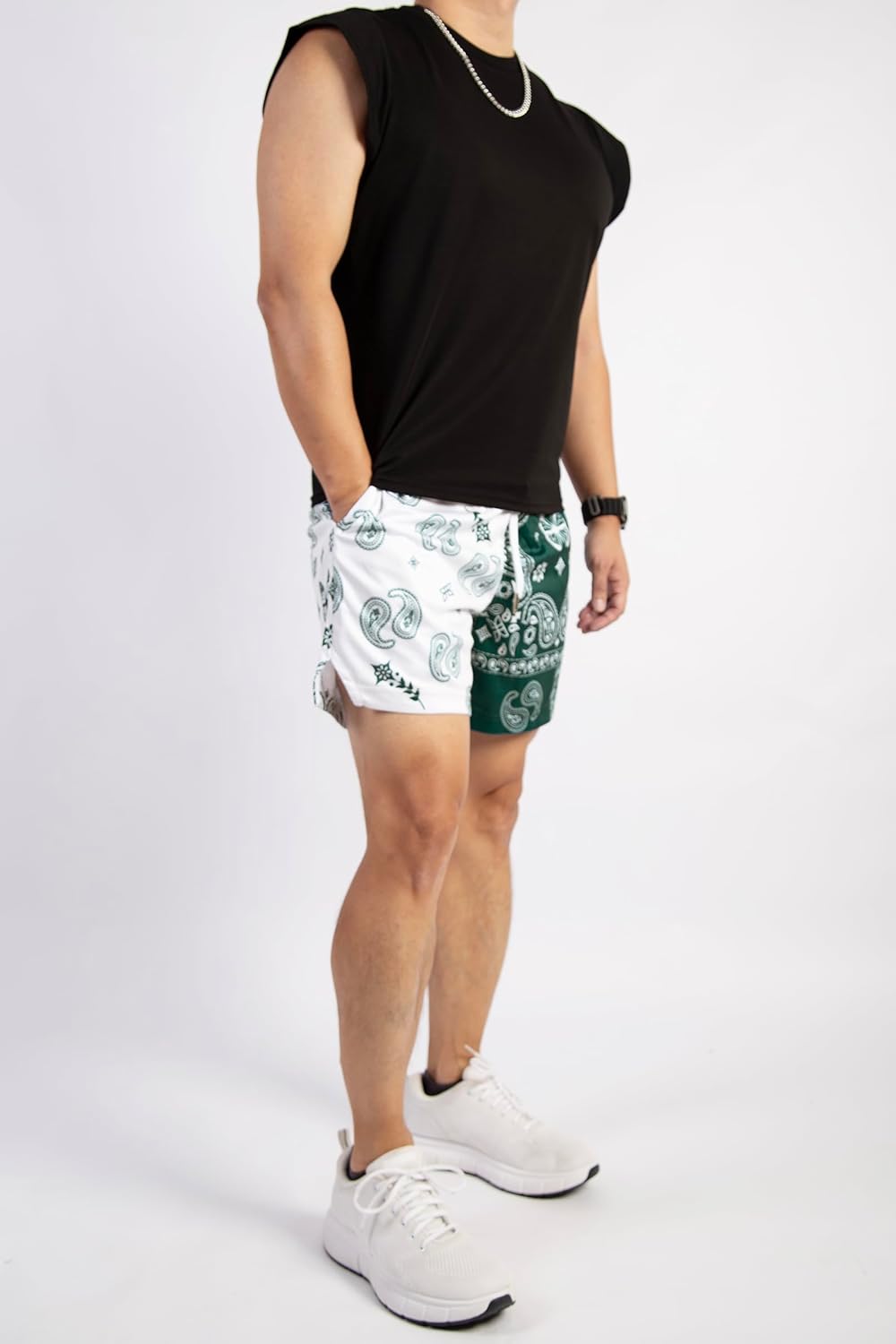 BOOMLEMON Mens Paisley Shorts Mesh Graphic Print Retro Casual Shorts Athletic Gym Basketball Running Short Pants