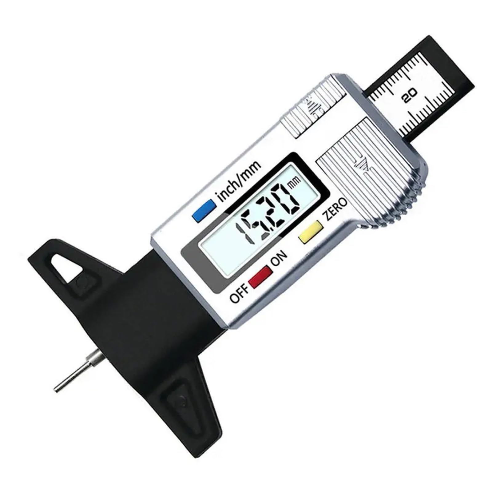 Strumento, 2 pezzi di misuratore profondità del battistrada for pneumatici for auto con display digitale, spessore calibro, monitoraggio 'usura e pastiglie dei freni,per uso domestico(Silver)