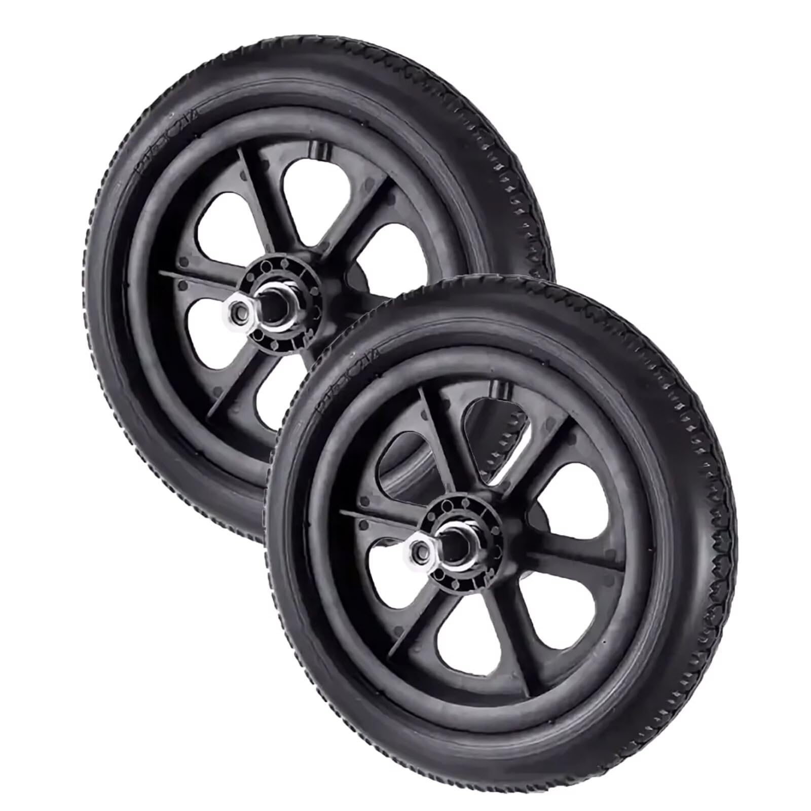 JosuE 1 par de sillas de Ruedas manuales Ruedas traseras Reemplazo, ruedas Pu sólidas,acesorios para sillas de ruedas para reemplazar las ruedas traseras,12 Pulgadas (30 cm) Negro