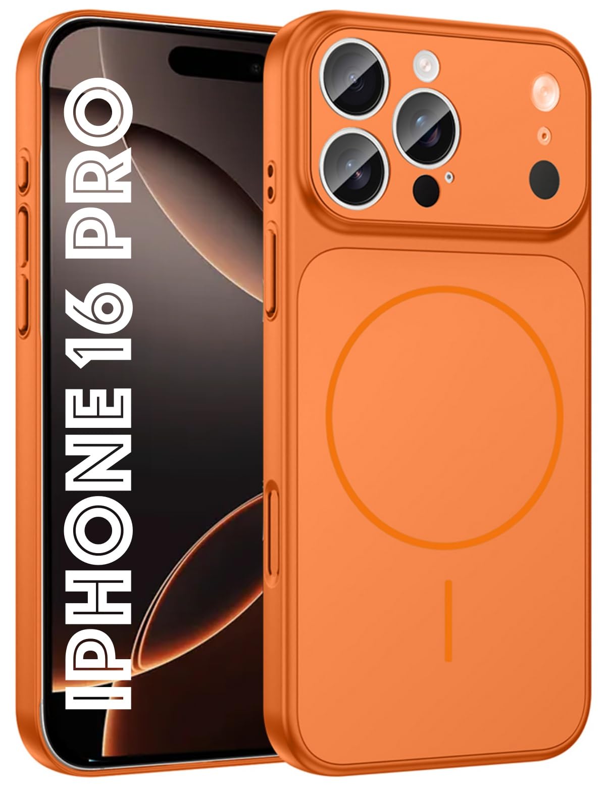 SHINESTAR Converter Case for iPhone 16 Pro | Premium Protective Mag-Safe Cover | iPhone 17 Pro / 17 Pro Max Series Style Design | in-Built Camera Guard | Wireless Charging Compatible – Orange-image-43