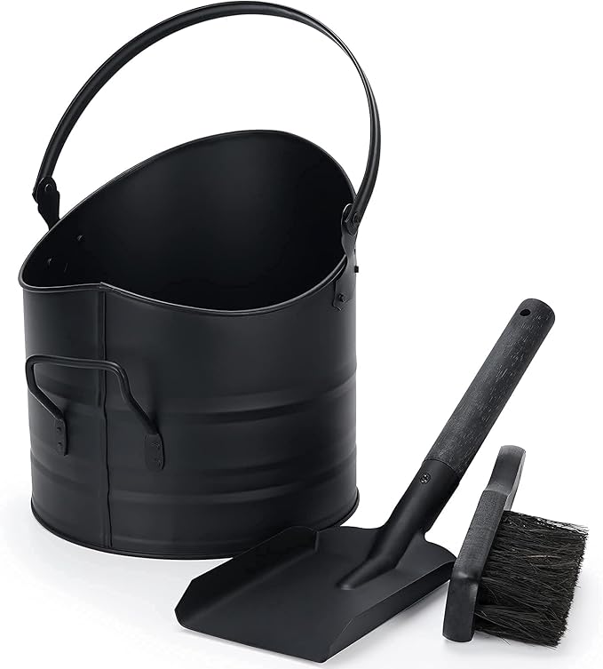 Coal and Ash Bucket with Shovel and Hand Broom, 2Gallon