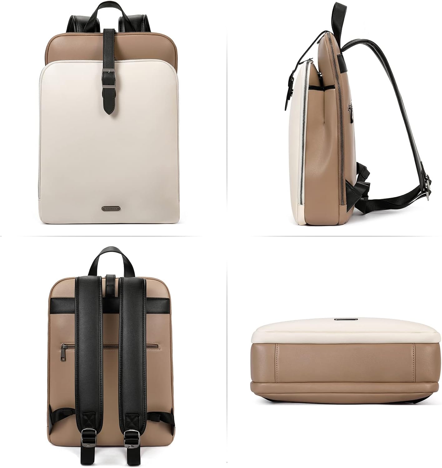 CLUCI Leather Backpack for Women, 15.6 inch Laptop Bag, Large Genuine Work Backpack Travel Back - Image 6