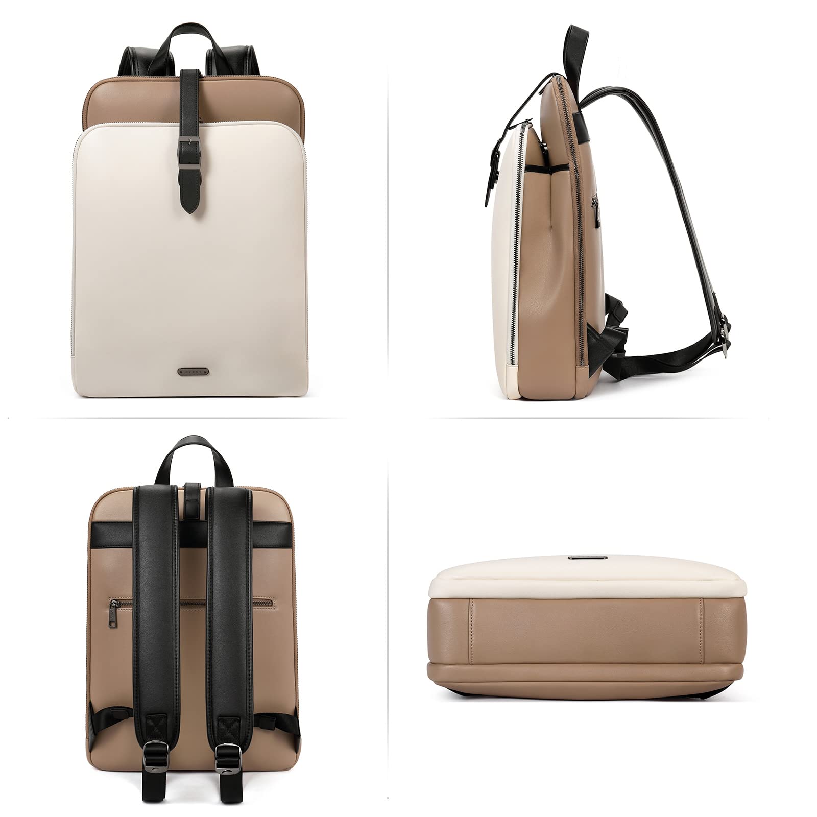CLUCI Leather Backpack for Women, 15.6 inch Laptop Bag, Large Genuine Work Backpack Travel Back — Amazon image 7