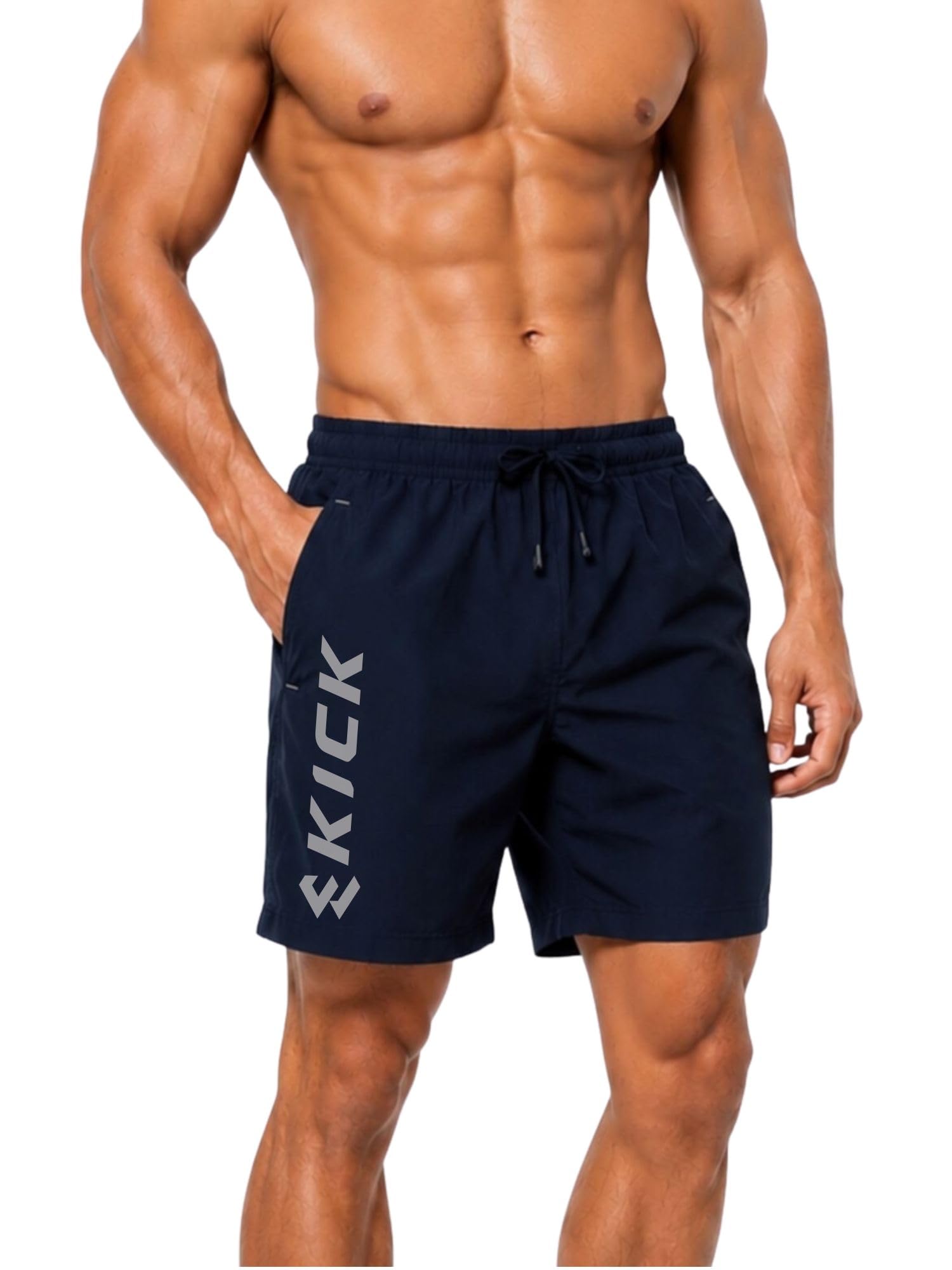 3colors Men’s Active Gym Shorts | Quick Dry Sports Running Shorts | Lightweight Workout Training Shorts with Pockets | Athletic Fitness Shorts for Men-KICK-picture-35