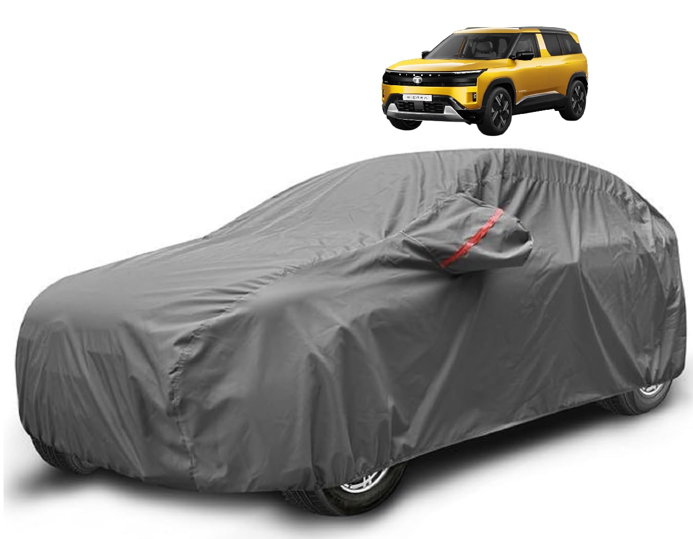 auto hub car cover compatible with tata sierra with mirror pocket, waterproof layers, sierra car cover waterproof - taiwan grey