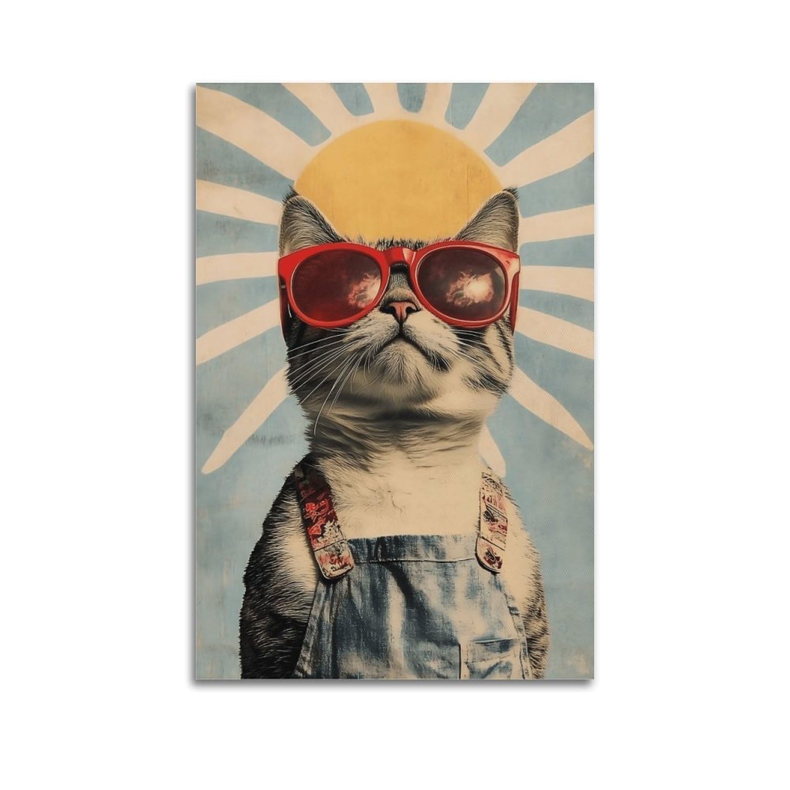 JUWRHRHHRH Funny Cool Cat Poster Canvas Aesthetic Wall Art Painting Decor for Living Room Bed Room 20x30inch(50x75cm) Unframe-style